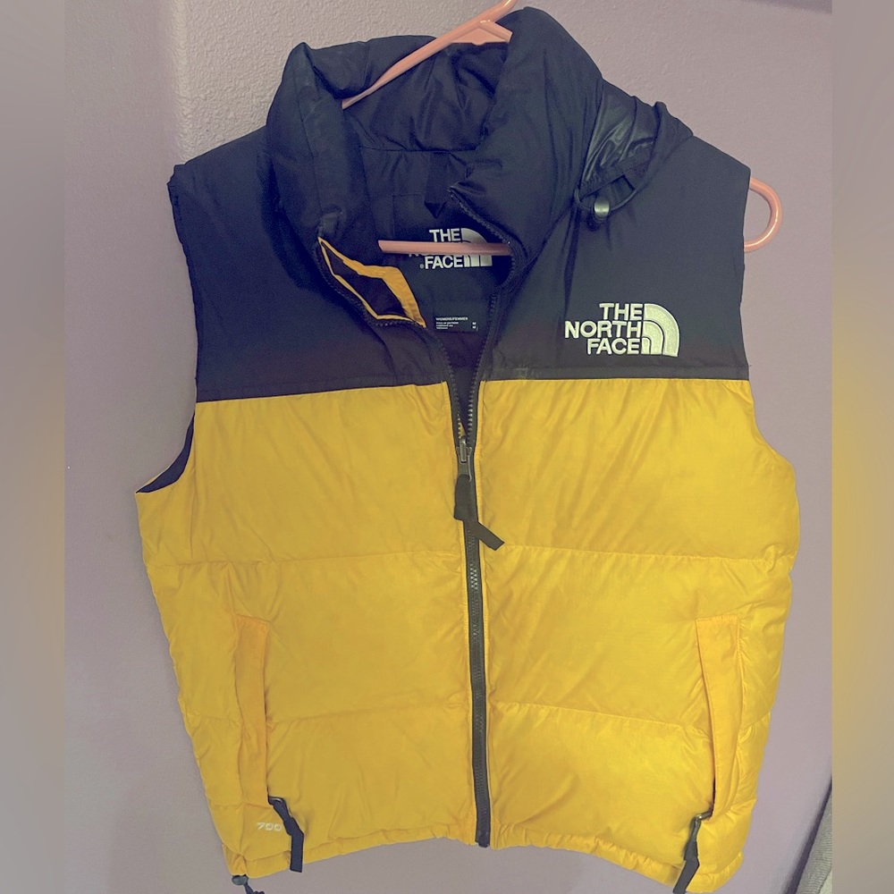 Northface Retro Yellow and Black down vest with front zipper